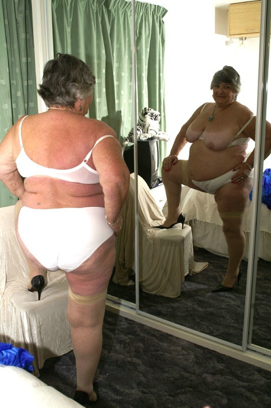 Fat White Granny - Fat granny in white cotton knickers